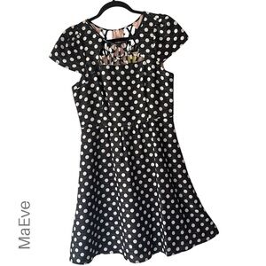 MAEVE | NWOT NICOLA CAP SLEEVE POLKA DOT COTTON DRESS CUTOUT FRONT & BACK | 6